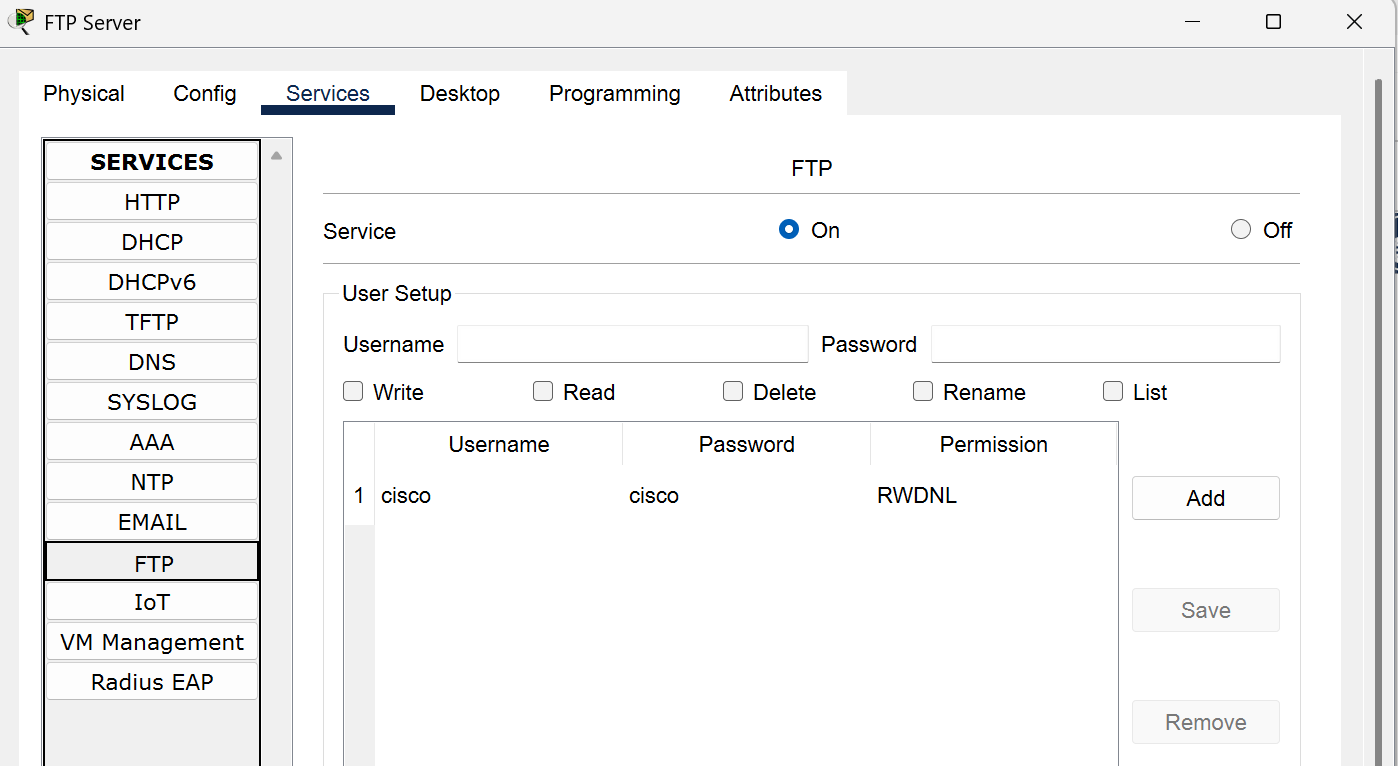 FTP Server Configuration