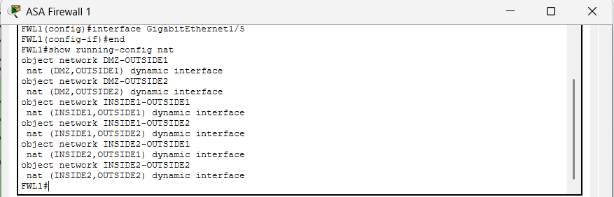 NAT and Inspection Policy Configuration on ASA Firewall 1