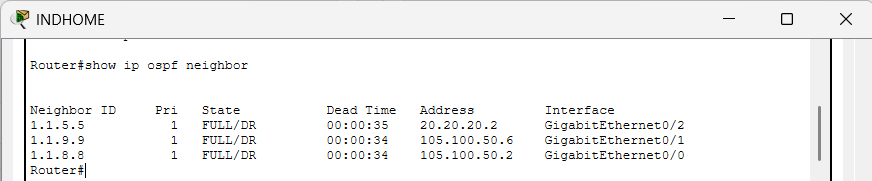 OSPF Neighbor Relationships on ISP IND