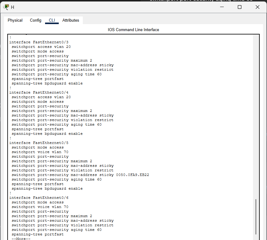 Port Security Configuration on Cisco Switch